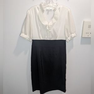 90s Vintage Ruffled Neckline Pencil Skirt Dress Size 10